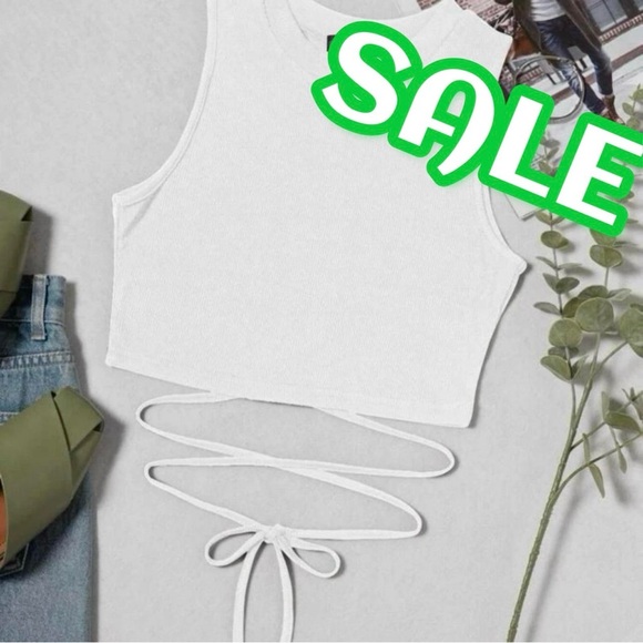 SHEIN Tops - ‼️CLEARANCE SALE‼️ Women’s White Ribbed Cropped Lace Up Tank Top NWOT